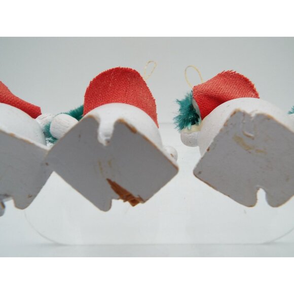 Vintage Kitsch Chippy Wood Mice Christmas Ornaments Set of 4 - Picture 6 of 6